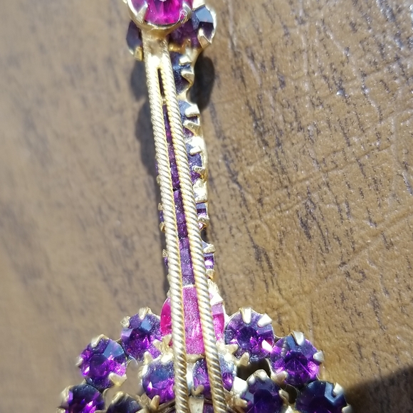 Vintage Rare Fantastic Juliana D&E Pink, Purple, AB Rhinestone Banjo Pin Brooch - Picture 4 of 14